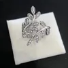 NUOVO anello con foglia di diamante CZ di moda di lusso con scatola originale per set di anelli regalo di nozze in argento sterling 925 Pandora