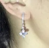 2020 Nya lyxsmycken 925 Sterling Silver Clover Drop Earring White Clear 5A Cubic Zircon Cz Diamond Women Wedding Dang248m