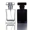 Bottiglie di imballaggio trasparenti nere Flacone vuoto portatile per cosmetici spray per profumi in vetro piatto quadrato da 30 ml