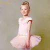 분홍색 / 흰색 발레 투투 댄스 복장 2 ~ 9 년 여자 코튼 레오타드 어린이 전문 투투 발레 댄스 발레리나 의상 키즈