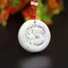 Natural White Chinese Jade Dragon Pendant Necklace Charm Jewellery Carved Amulet Fashion Accessories Gifts for Women Men