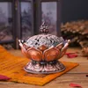 Alloy Hollow Cover Aromatherapy Furnace Lotus Shaped Incense Burners Double Dragon Ear Treasures Fill The Home Censers