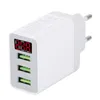 Laddare 3USB EU UK US Travel Phone Charger Digital Display 3.1a Universal Laddningshuvud Fast Laddningskälla Adapter för iPhone Samsung