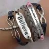 Mode PU cuir bracelets porte-bonheur Antique croix ancre amour pêche coeur Bracelet bricolage multicouche Infinity 36 Design
