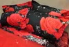 sets 2021 latest new 3D home textile hot black red rose bedding threepiece fourpiece suit, dog style, free shipping