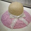 Ny floppy spetshatt Stor bred brättad solhatt Kvinnor Kentucky Derby Church Party Bröllop Beach Hat