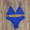 2019 neuer einfarbiger Bikini, sexy Damen-Badeanzug mit Brustpolster, mehrfarbig, Übergröße