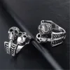 Titanium Steel Vintage Pierścień czaszki punk rock w stylu Men039s Pierścienie palców motocykl biżuterii Halloween Dekoracje nieumarłe 22260485