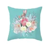 Happy Easter Pillow Case Soft Brzoskwiniowy króliczko królicze jajka królika drukowana kwadratowa poduszka poduszka 45x45 cm