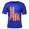 Männer Sommer Amerikanische flagge Drucken Mode Lässig Solide Loch O-kragen Kurzarm T-shirt Tops Unterstützung Großhandel Und Dropship