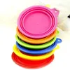 Dog Bowl Collapsible Foldable Silicone Dog Bowl Candy Color Outdoor Travel Portable Puppy Doogie Food Container Feeder Dish EEA1607