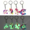 Rainbow Unicorn Party Rubber Luminous Keychain Baby Shower Unicornio Birthday Party Decorations Kids Event Party Supplies