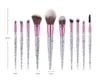 10 sztuk Makijaż Szczotki Zestaw Diamentowy Brokat Kryształ Uchwyt Mieszający Fundacja Proszek Eyeshadow Brwi Brush Brush Beauty Make Up Tools