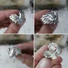 Hurtownia-925 Sterling Silver Angel Wing Ring Mens Biker Rock Punk Ring TA164 US Rozmiar 7 do 15