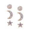 Fashion-pearl öronpinnar för kvinnor stjärna halvmåne mode örhängen flicka blad flamingo ananas 3 stycken studs smycken set gratis frakt