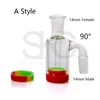 Partihandel Glass Ash Catcher With Colors Silicone Container Reclaimer 14mm Ash Catcher för 10mm 14mm Quartz Nails Dab Rig Smoking