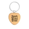 Hot new Heart Shape Wood Keychain Letter Love You Best Mom Best Nana Grandma Boyfriend Mimi Ever Keychain Key Rings Bijoux en bois WCW203