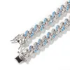 Łańcuchy 8mm Micro Intaid Aquamarine Cyrkon Cuban Link Łańcuch Naszyjnik Bransoletka Hip Hop Moda Akcesoria 7 inch-20inch Fine Jewelry1