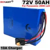 Batterie de vélo électrique série 20 72V 50AH batterie lithium-ion 72V 5000W pour LG, Panasonic 18650 + 10A chargeur 100A BMS