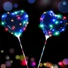 Love Heart Star Shape LED Bobo Balloons Multicolor Lights Luminous Transparent Balloon with Stick for Xmas Party Wedding Festival Decoration