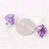 10Pairs Silver Plated Raw Amethyst Drop Earrings Handmade Crystal Jewelry Rough Gemstone Natural Amethyst Point Earrings February Birthstone