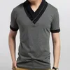 Moda Tendência Slim Fit Manga Longa Camiseta Homens Relichar Colares Tee v -neck Designer Masculino T -Shirt Cerstit Couts Plus Size