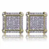 18K Gold Hip Hop CZ Zircon Square Earring Studs 0.7-1.6cm voor Mannen en Vrouwen Geschenken Iced Out Diamond Stud Oorbellen Punk Rock Rapper Sieraden