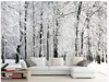 3d обои фрески для гостиной Свежий и красивый снег обои лес пейзаж фон стена