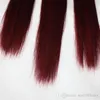 I capelli lisci di seta dei capelli vergini peruviani tessono 3 o 4 pacchi Colore 99J Borgogna Trama dei capelli umani