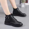 Vendita calda-Donne stivaletti autunno scarpe da donna Quattro stagioni vento britannico fondo tondo martin stivali botas de mujer plus size 35-40