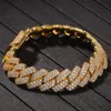 13mm Cuban Link Chain Iced Out Bracelet for Men Cubic Zircon Hip Hop Jewelry Male