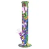 14 '' gerade Bongs, die Bohrinsel drucken, rauchende Wasserpfeife, unzerbrechlich, im Dunkeln leuchtend, 14-mm-Gelenkglas-Sets, Dab-Bong