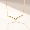 Yellow gold plated Polished Wishbone Necklace Women Wedding Gift for Pandora Sterling Silver Chain Necklaces with Original box