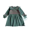 Kinder Mädchen Designer-Kleidung Kleid Herbst Winter gestrickt Langarm Vintage Grren Rüschen Prinzessin Design Kleid Prinzessin Mädchen Kleidung Kleid