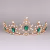 Baroque Crown Red Blue Green Crystal Bridal Tiaras Crown Vintage Gold Hair Accessories Wedding Rhinestone Diadem Pageant Crowns