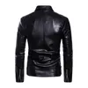 2019 Fall Casual Plus Size 5XL Streetwear Black Gothic Men Jackets Slim PU Lapel Pleated Pocket Plain Goth Overcoats Mens Coats