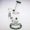 18cm Glas Bong Rosa Grön Blå Olje Riggar Glas Bongs Med Perc Perclator Dome Nail Fog Storlek 14.4mm Tjock Bas Rökning Rör