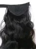 Vågigt hästsvansklämma i mänskligt hår 16inch 1pcs Wraps runt Body Wave Drawstring Ponytail Hårstycke 120g Gratis frakt