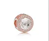 Moda autentico vero braccialetto fai da te S925 in argento sterling con zirconi cubici, perline europee, catena adatta, colore rosa, gioielli di moda