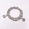 The letter t andchain head Lock head ball double circle ed Titanium steel bracelet99088365033312