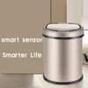 Rodzaj indukcyjny Kosz na śmieci Can Smart Sensor Home Łazienka Dustbin Pamięciowe Beczki Kosz Na śmieci Ze Stali Nierdzewnej Metalowy kosz 8L