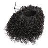 女性自然アフロパウフカーリーレミーヘア1ピースクリップポニーテールポニーテールブラック100％人間の髪の毛