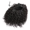 Afro Kinky Curly Puff Human Hair Ponytail Förlängning för svart Kvinnor Drawstring Curly African American Human Hair With Double Clips String