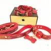 Red Bow Dog Collar Läder Pet Traction Rope Suit Outdoor Dog Safety Products Designer Leashes 44069407984521