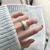 Nieuwe Minimalistische Vintage Brede Ivoor Ring Wit Twilight Acryl Ringen Voor Vrouwen Frech Romantische Sieraden Cadeau Voor Meisje