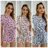 Women Leopard print jumpsuits String Waist Pockets rompers Women clothes Short sleeve Summer Trendy Shorts Jumpsuit Playsuit LJJA2497