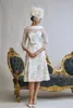 Eine Linie Jillharvey Shath Mutter der Braut Kleider weißer Juwelhals Hochzeit Gastkleid Langarm Applique Kniebeuge Abendkleider 0431