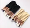 12PCS / Set Brosse Avec PU Sac Maquillage Brosse Professionnelle Pour Fond De Teint Poudre Blush Fard À Paupières Eyeliner Mélange Crayon Livraison Rapide