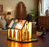 Amerikanska pastorala bordslampor Creative Retro Small House Night Light Art Bedside Presentlampa Bar Restaurang Lighting Church