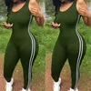 2020 Sexy Mulheres Jumpsuit Side Listrado Yoga Set Running Sports Gym Fitness Leggings Calças Sem Mangas Macacões Verão Tracksuit